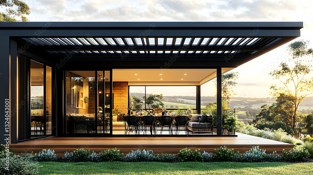 Modern outdoor living area with panoramic views Modern outdoor living area with panoramic views