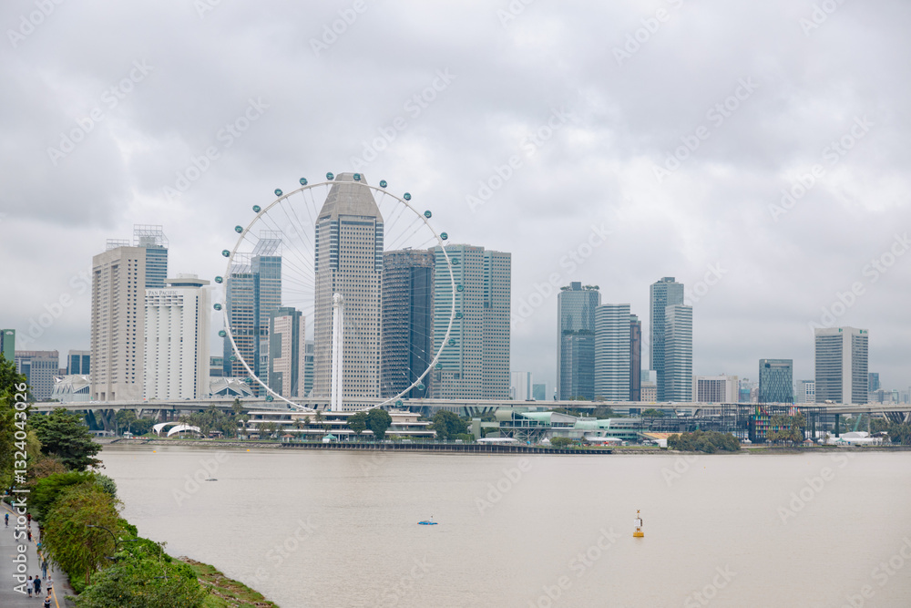 Fototapeta premium Singapore flyer from the river