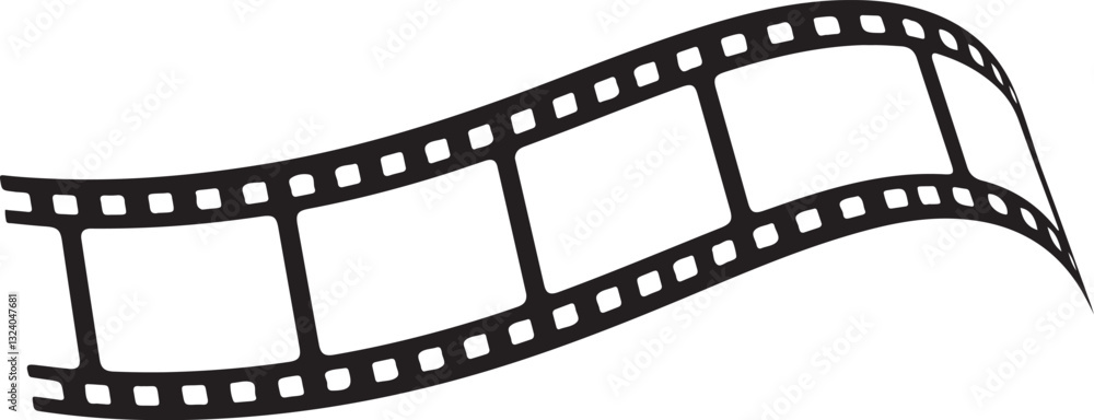 Fototapeta premium film strip icon used for videography elements, cinema reel. Filmstrip with frames, photo and videos for camera. Old white and black film tapes of 35mm. Realistic film strip on white background.
