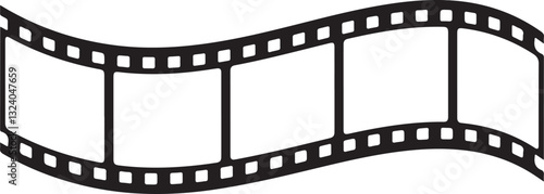 film strip icon used for videography elements, cinema reel. Filmstrip with frames, photo and videos for camera. Old white and black film tapes of 35mm. Realistic film strip on white background.