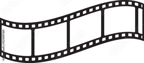 film strip icon used for videography elements, cinema reel. Filmstrip with frames, photo and videos for camera. Old white and black film tapes of 35mm. Realistic film strip on white background.