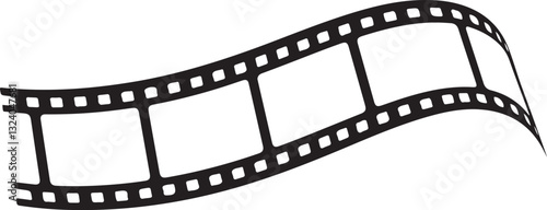 film strip icon used for videography elements, cinema reel. Filmstrip with frames, photo and videos for camera. Old white and black film tapes of 35mm. Realistic film strip on white background.
