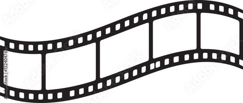 film strip icon used for videography elements, cinema reel. Filmstrip with frames, photo and videos for camera. Old white and black film tapes of 35mm. Realistic film strip on white background.