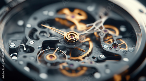 Wallpaper Mural Close up of vintage pocket watch mechanism showcasing intricate gears and craftsmanship, revealing beauty of timekeeping Torontodigital.ca