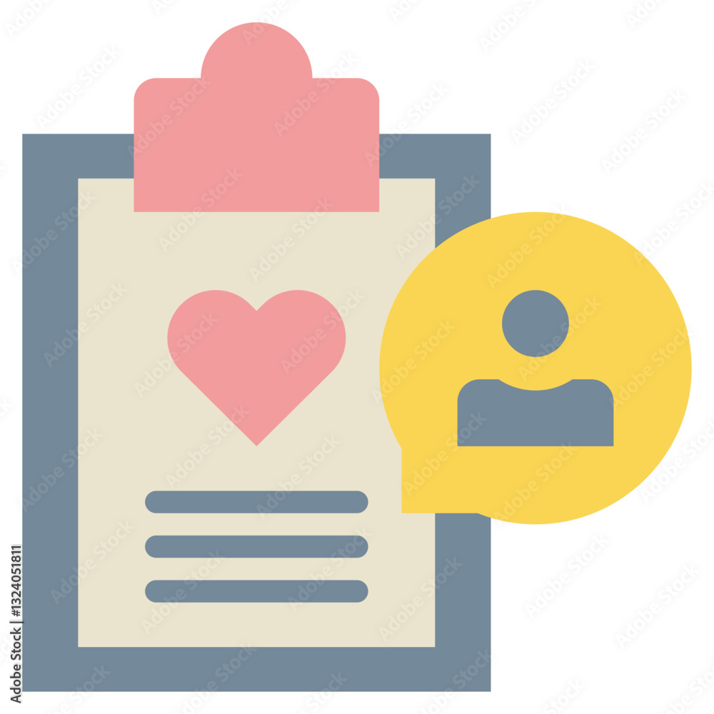 report clipboard health care heart people flat style icon report clipboard health care heart people flat style icon