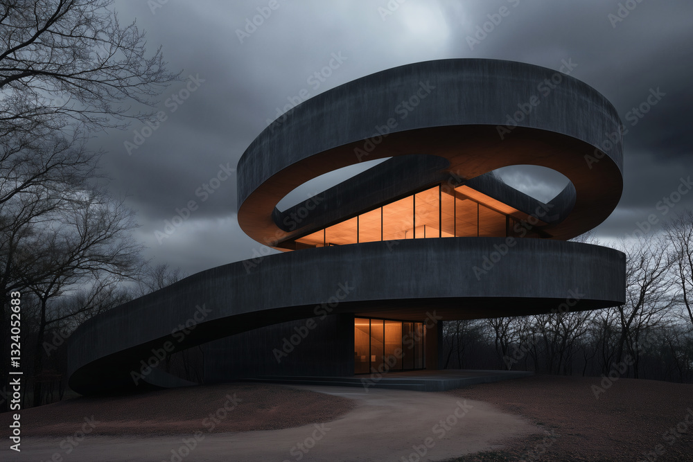 Fototapeta premium Modern house with spiral concrete design