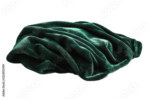 Obraz na płótnie Luxurious emerald green velvet blanket draped elegantly against a soft, neutral backdrop isolated on transparent background w salonie