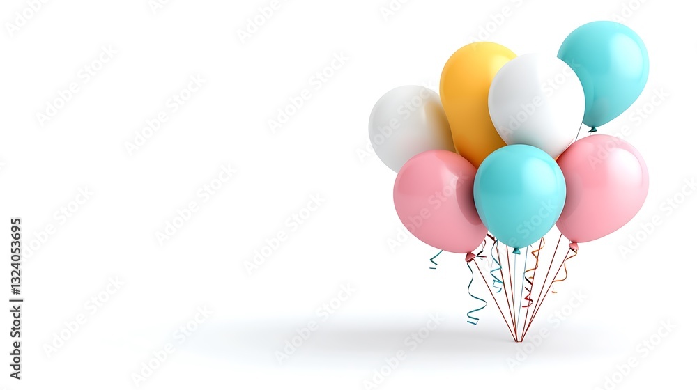 Cluster of floating balloons in bold saturated tones Cluster of floating balloons in bold saturated tones