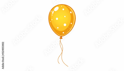 Yellow balloon floating on a white background