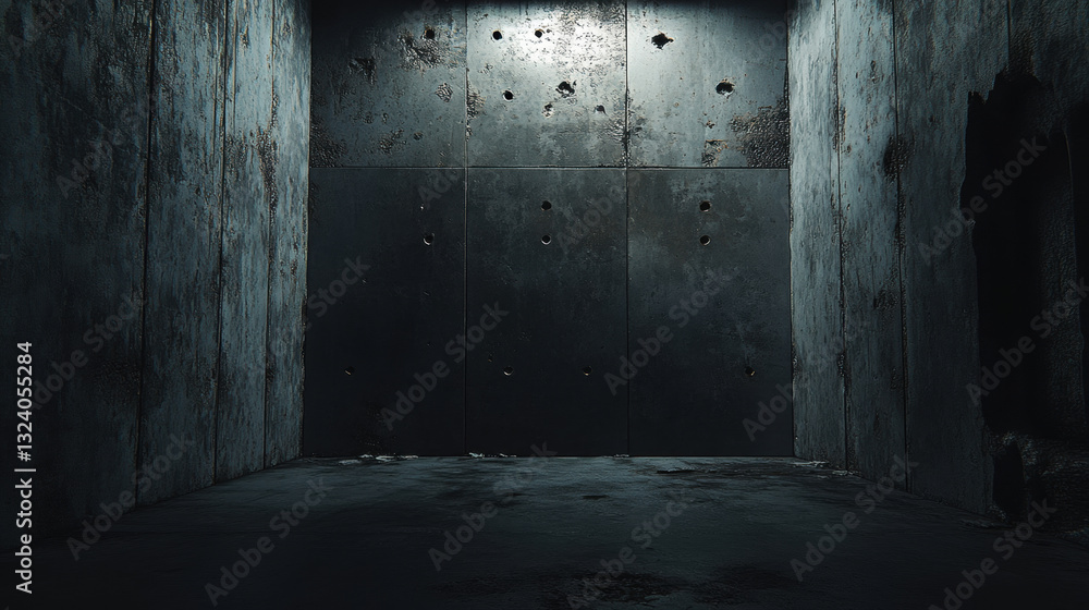 Obraz premium Dark concrete room or wall and floor. with incoming light reflection on left wall. empty grunge industrial interior. 3d rendering . 3d illustration.