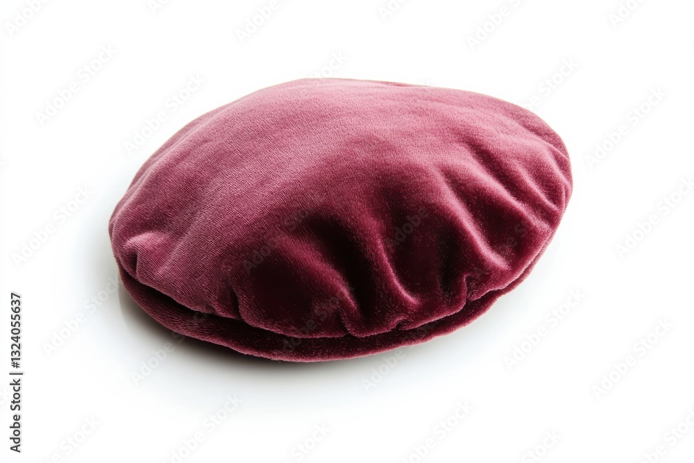 Luxurious deep burgundy velvet beret resting gracefully on a minimalist white surface isolated on transparent background Luxurious deep burgundy velvet beret resting gracefully on a minimalist white surface isolated on transparent background
