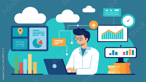 From healthcare to finance virtual data analysts are revolutionizing industries by providing accurate and efficient data analysis leading to better decisionmaking and outcomes.. Vector illustration