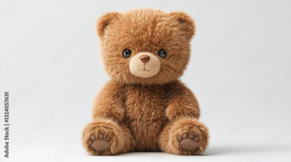 Obraz premium A cute little bear, Sitting teddy bear isolated on white. teddy bear children's toy gift 3d rendering. 3d illustration.