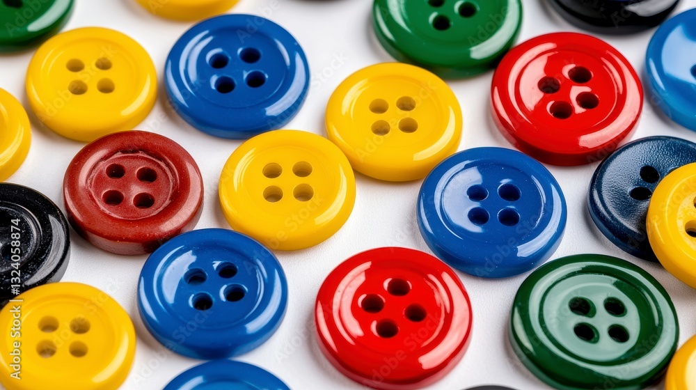 Colorful Four Hole Buttons on White Background Colorful Four Hole Buttons on White Background