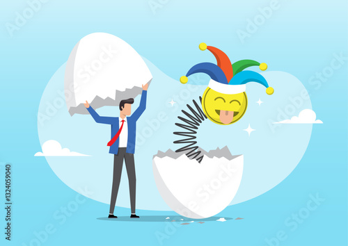 A businessman entrepreneur discovers a hatching egg