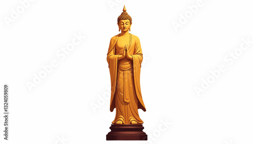 Buddha statue in meditative pose against a white background