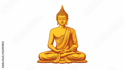 Buddha statue in meditative pose on white background