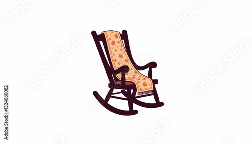 Rocking chair with a patterned blanket