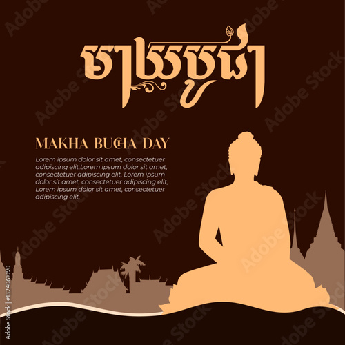 Happy Makha Bucha day illustration