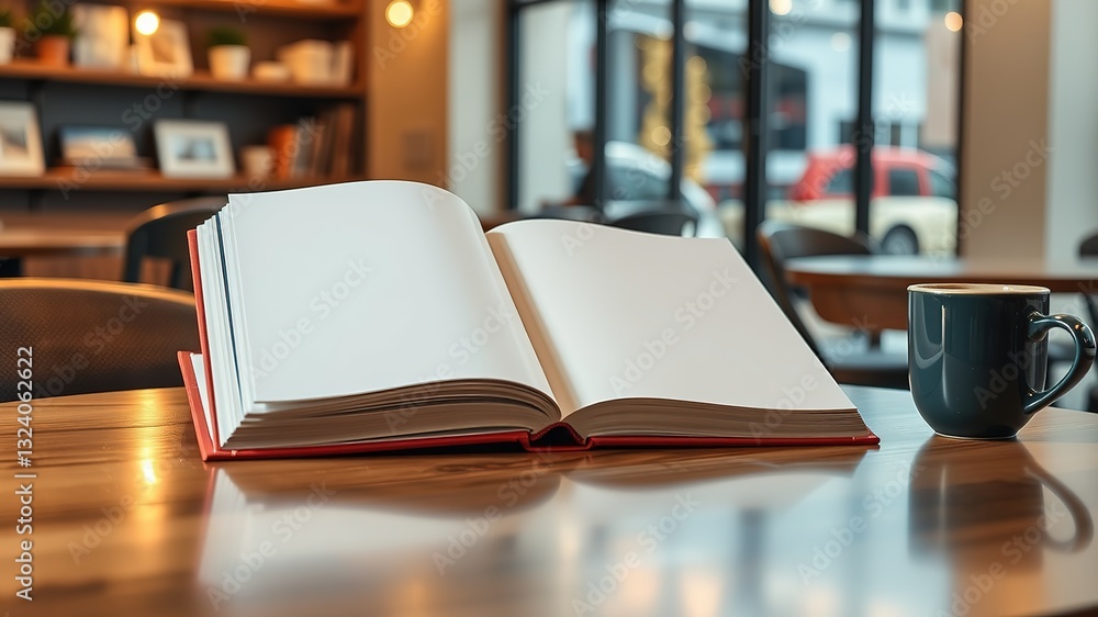 Fototapeta premium Coffee Shop Tabletop Photo Book Mockup