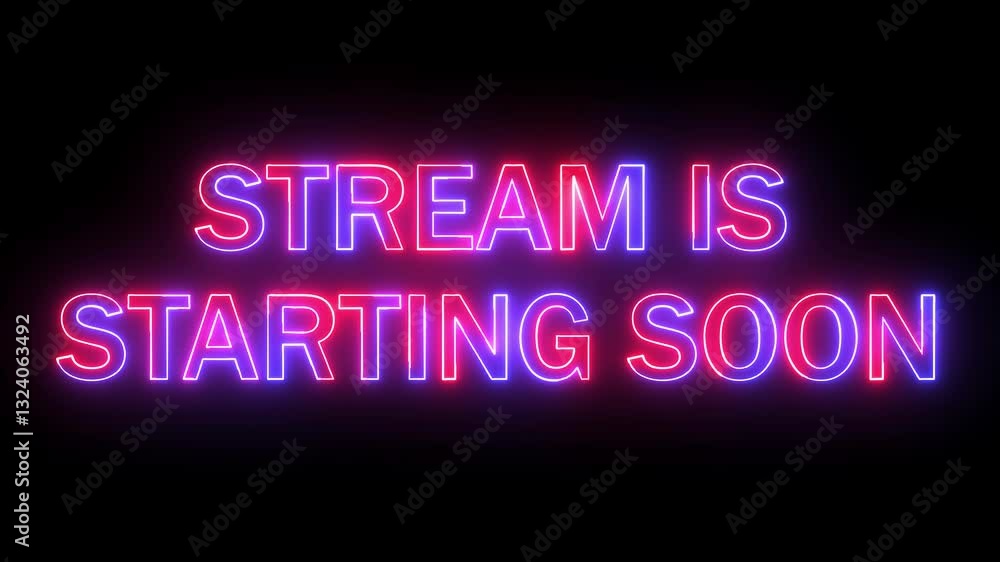 stream is starting soon text icon animation neon glowing red blue color shop sale promo offer template banner signboard font letter text word sign symbol on black background stream is starting soon text icon animation neon glowing red blue color shop sale promo offer template banner signboard font letter text word sign symbol on black background