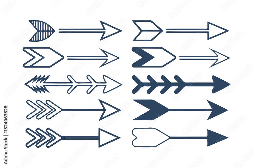 Arrow Icons Set. A Comprehensive Arrow Collection. Large Set of Simple Arrows. Vector Arrow Clipart Illustration Isolated on a White Background. Arrow Icons Set. A Comprehensive Arrow Collection. Large Set of Simple Arrows. Vector Arrow Clipart Illustration Isolated on a White Background.