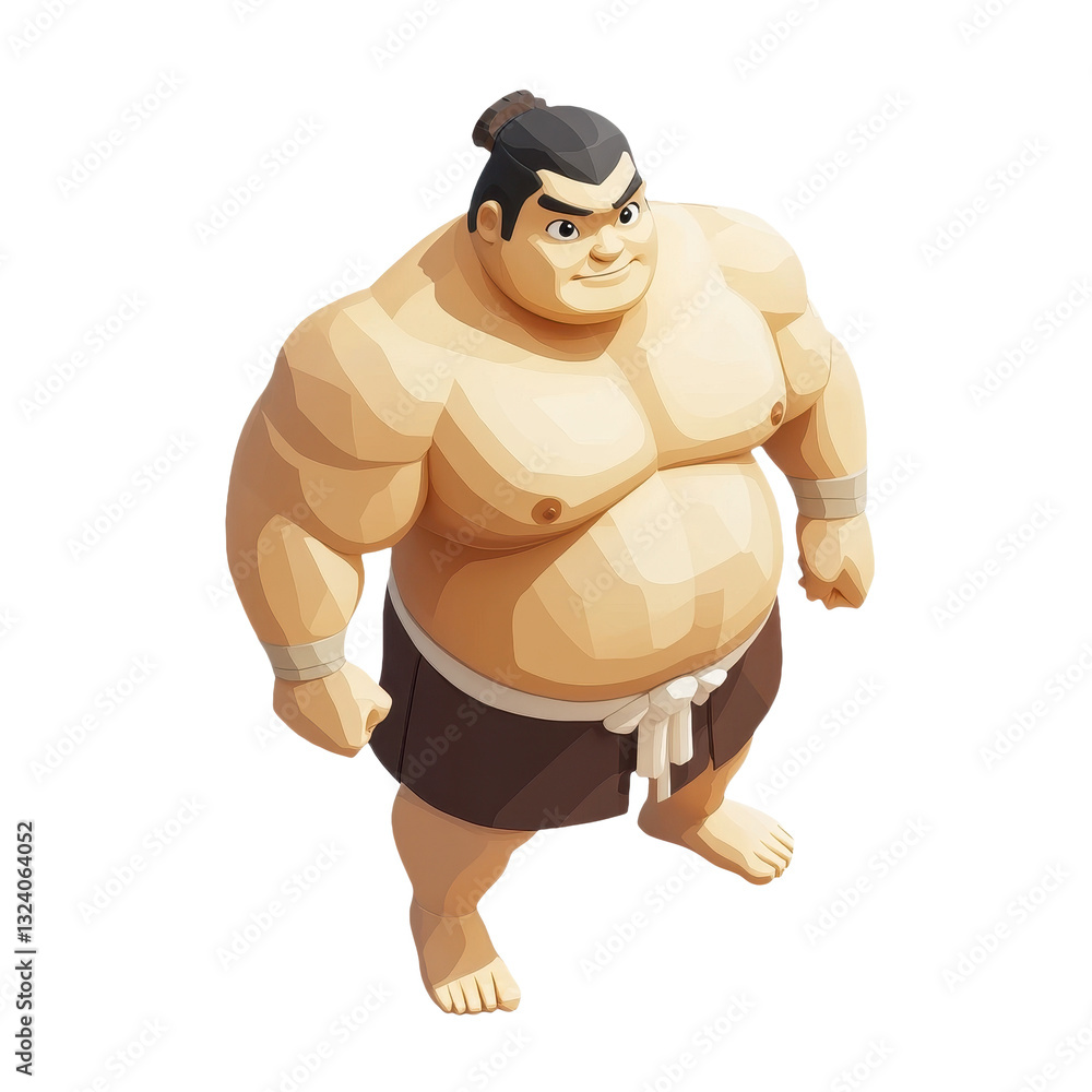 Obraz premium A Powerful Sumo Wrestler: Traditional Japanese Sport. Witness the Strength and Skill of a Rikishi in Combat, Martial Arts, and Cultural Heritage. Champion of the Dohyo!