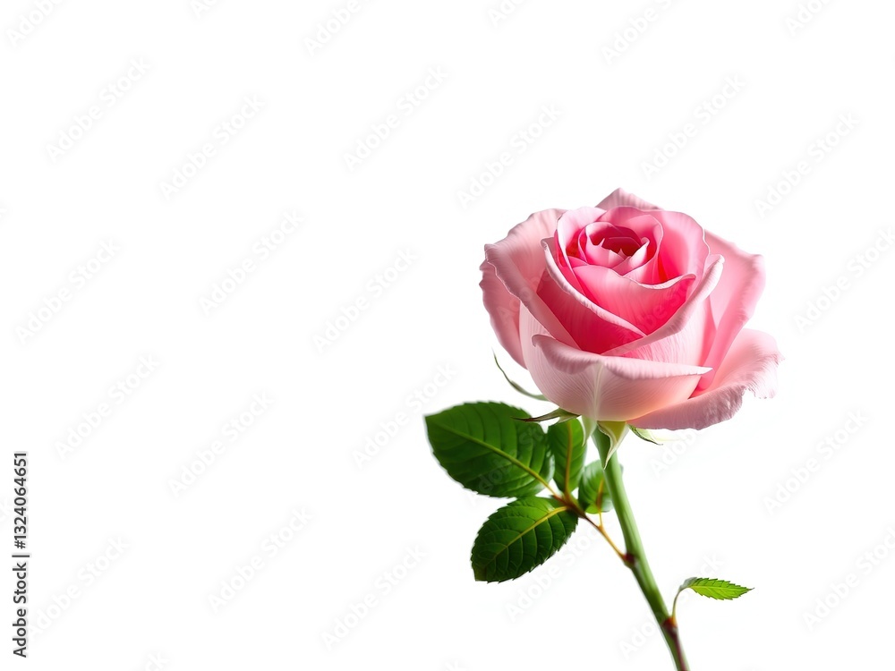 Delicate Rose and Leaf Arrangement, Ideal for Design Backgrounds Delicate Rose and Leaf Arrangement, Ideal for Design Backgrounds