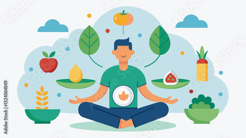 An integrative nutrition plan that combines the power of nutrientdense foods with stressreducing techniques and selfcare practices for a truly holistic and transformative. Vector illustration