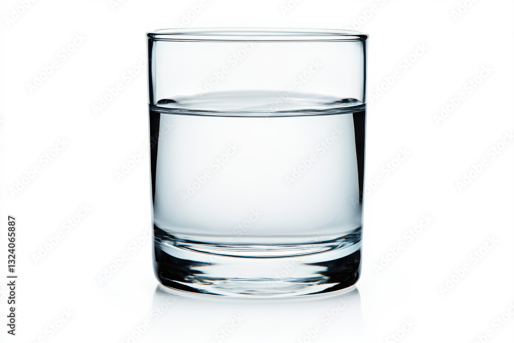 A clear glass filled with pristine water, symbolizing purity and refreshment. isolated on white background. A clear glass filled with pristine water, symbolizing purity and refreshment. isolated on white background.