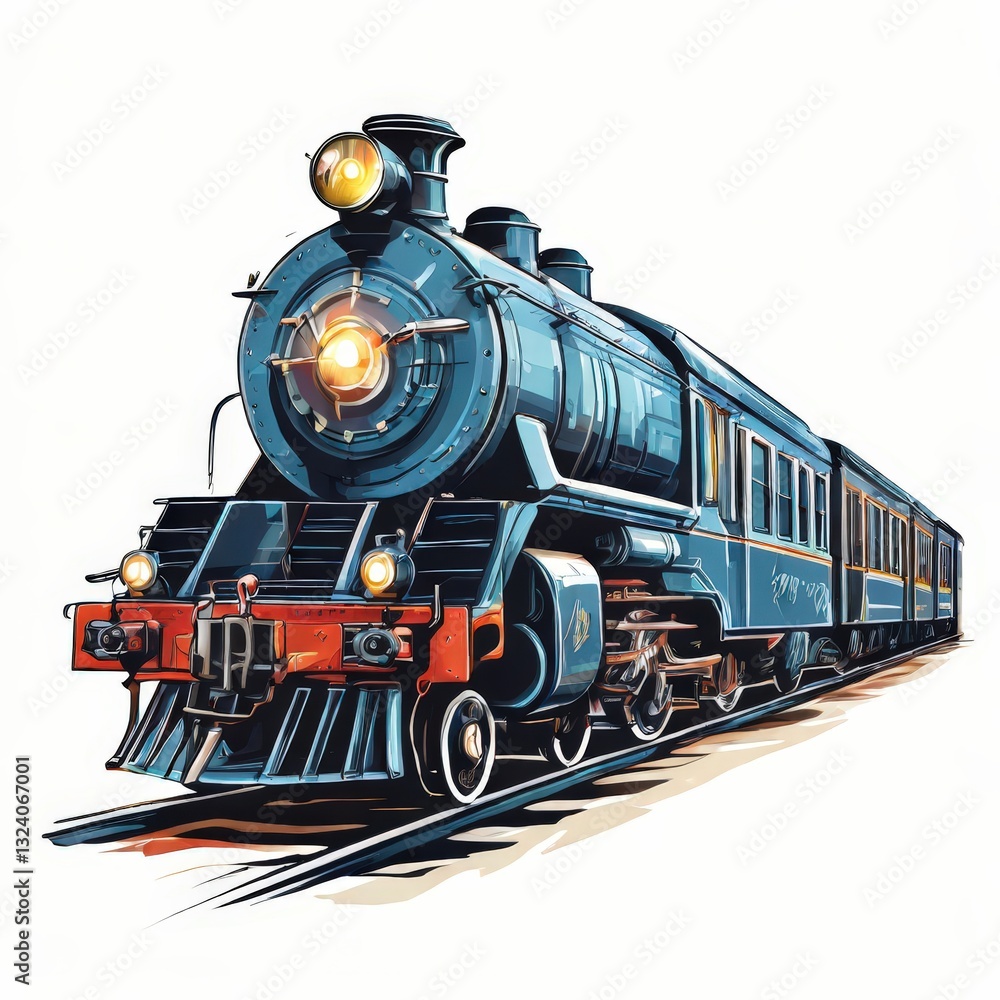 Fototapeta premium an AI Image Generator, Vintage Steam Locomotive Traversing Scenic Countryside