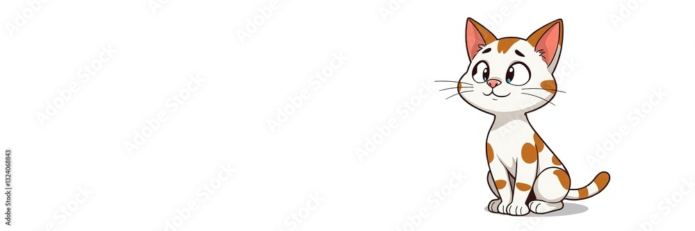 Obraz premium Feline Fun: A Cartoon Cat, Blank Space for Design