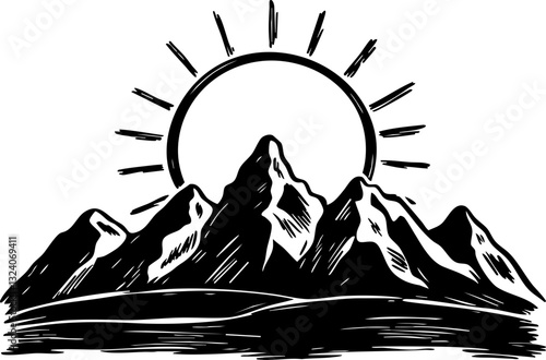 Epic sunrise over majestic mountains nature landscape scenic view tranquil environment eye-level perspective