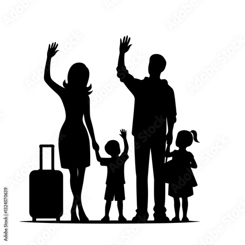 Family values – family waving goodbye silhouette