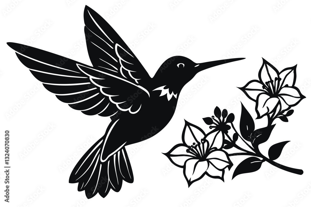 Fototapeta premium Flying hummingbirds silhouette