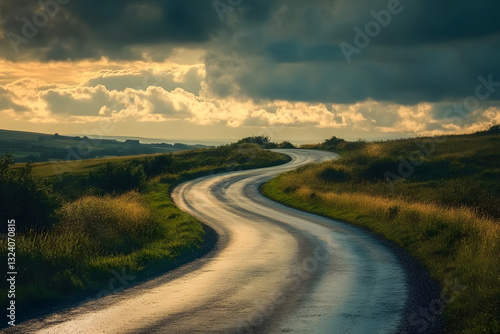Wallpaper Mural asphalt road stretching into the distance. perspective, a long deserted road, autobahn highway	 Torontodigital.ca