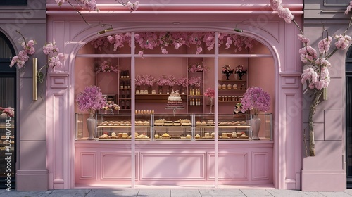 French Style Pink Patisserie with Cherry Blossoms