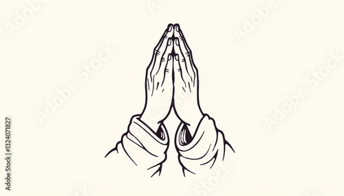 Praying hands in meditation stance against light background