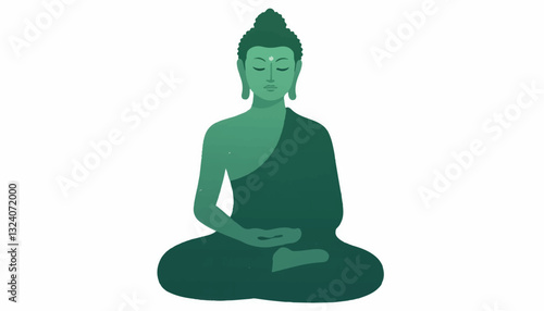 Buddha statue meditating in green tones