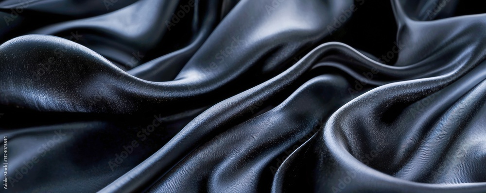Fototapeta premium Elegant Black Satin Silk Fabric Texture for Abstract Backgrounds