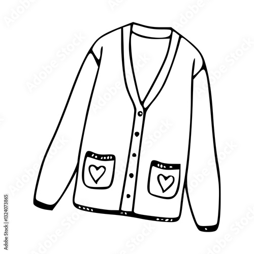 cute cardigan with hearts doodle vector 