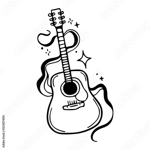 acoustic guitar doodle vector