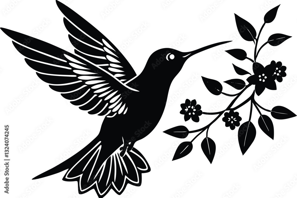 Obraz premium Flying hummingbirds silhouette Vector