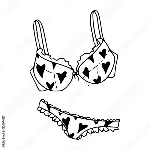 cute lingerie set doodle vector