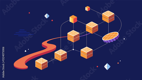 Imagine being able to trace every single movement of data like a trail of breadcrumbs along the interconnected blockchain data chain.. Vector illustration