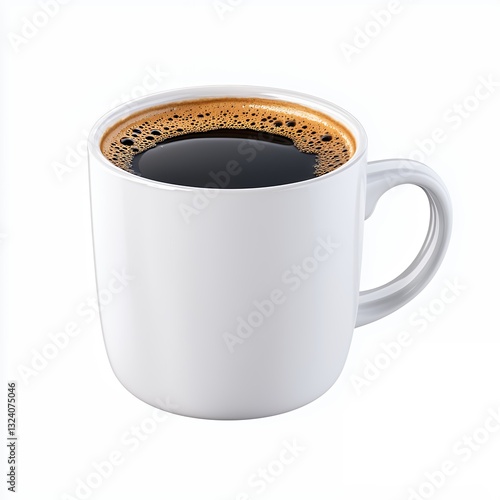 Full Mug of Black Coffee on White Background