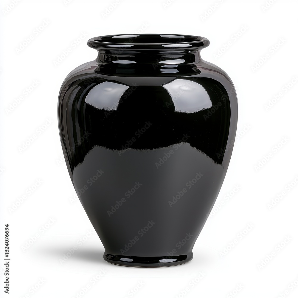 Glossy Black Ceramic Vase on White Background Glossy Black Ceramic Vase on White Background