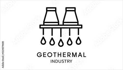 Geothermal Energy Plant Icon. Renewable Power Industry Vector.