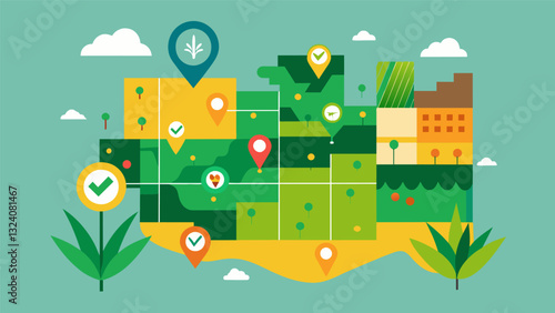 On a data map farmers can analyze the distribution of weeds in their fields and plan targeted treatment ods to curb weed growth.. Vector illustration
