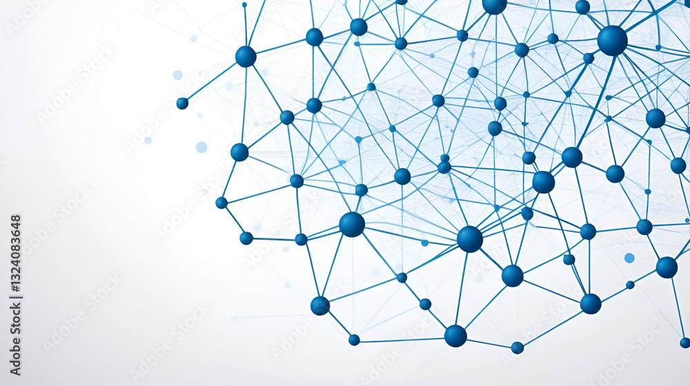 A white background with dots and lines depicting a blue network. An abstract network technology background with lines and dots. Ai background. Modern abstract concept. A white background with dots and lines depicting a blue network. An abstract network technology background with lines and dots. Ai background. Modern abstract concept.